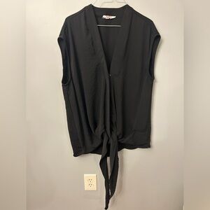 Black Sleeveless Tie-Front Top